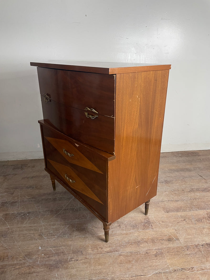 Mid-Century 4 Drawer Tallboy Dresser