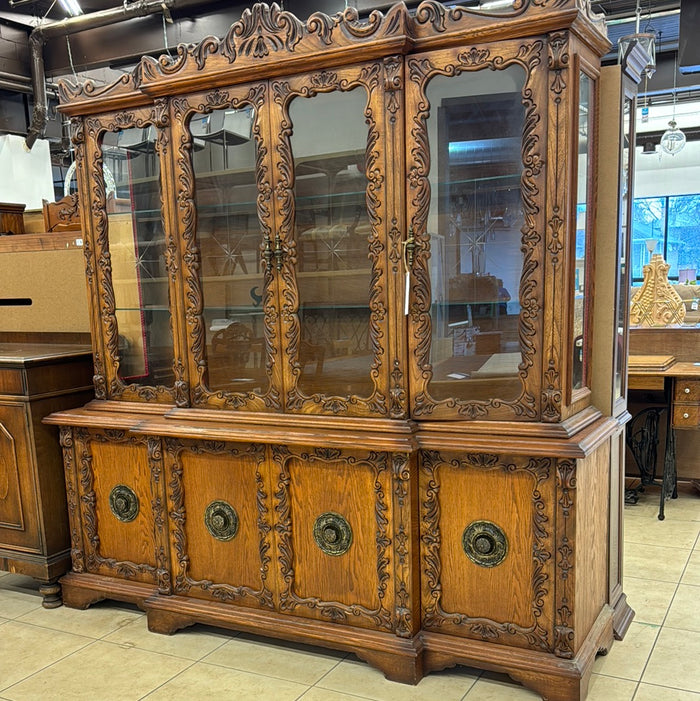Floral Carved China Cabinet