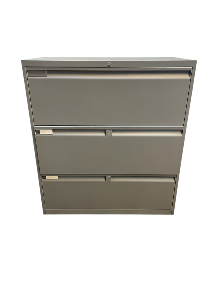 3-Drawer Grey Metal Filing Cabinet