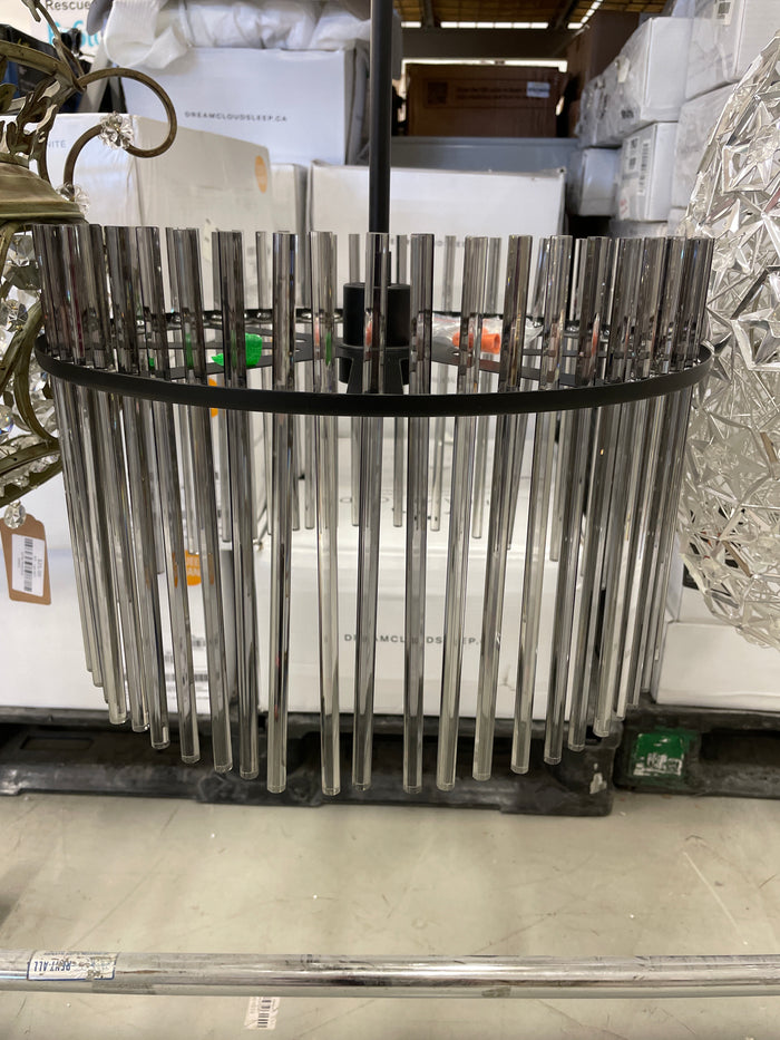 Vertical Crystal Pendant with Black Metal Frame