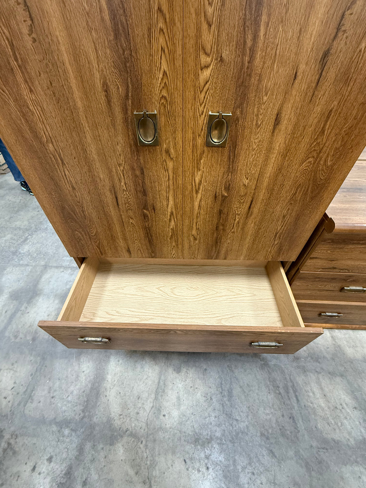 Brown Wood Grain Veneer Armoire