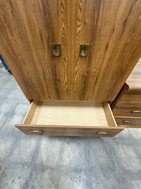 Brown Wood Grain Veneer Armoire