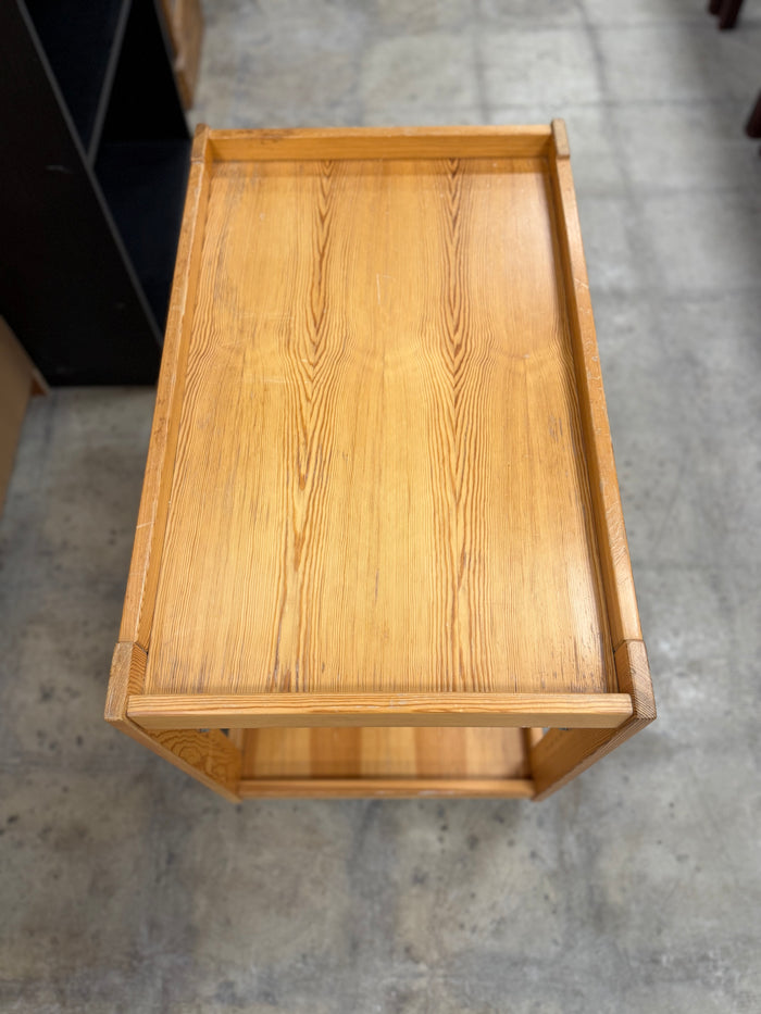 Light Wood Rolling Side Table