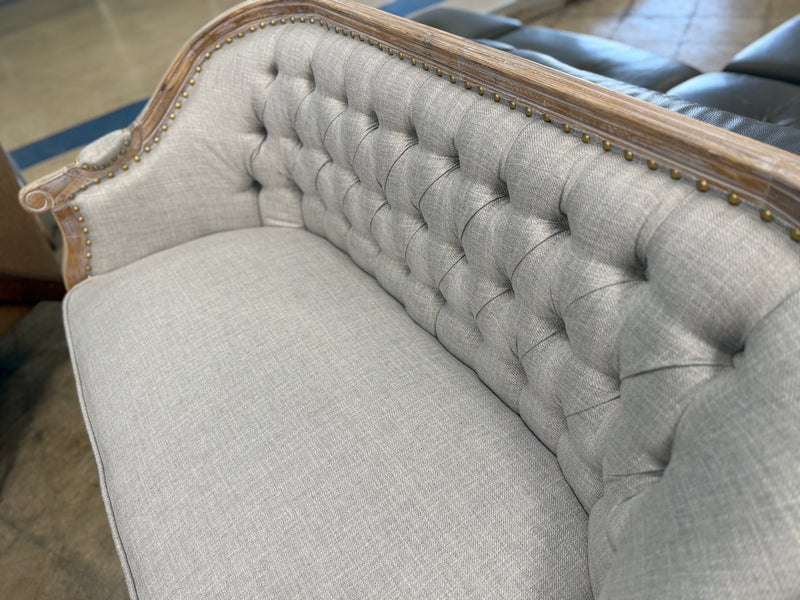 Light Grey Tufted Settee Bench