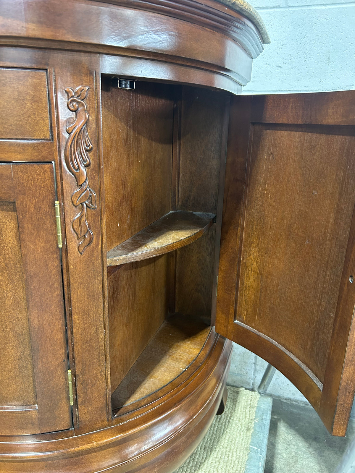 Demilune Vanity with Storage Cabinet