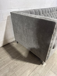 Bejeweled Grey Velvet Chesterfield Sofa