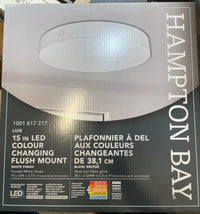 15-inch LED Flush Mount Ceiling Fixture - White Finish and Frosted White Shade