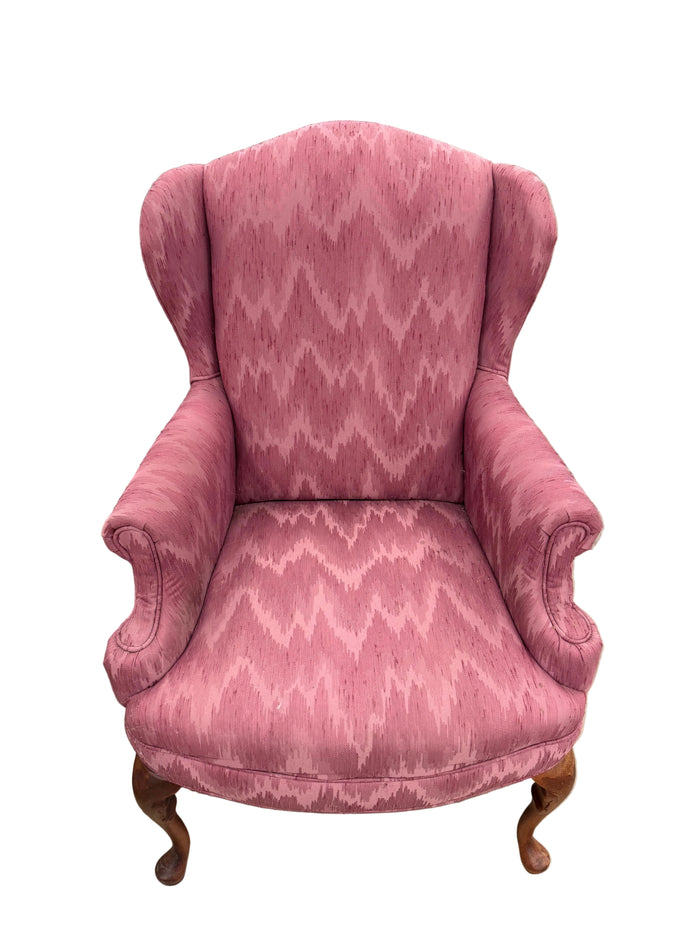 Fuchsia Patterned Wingback Chair