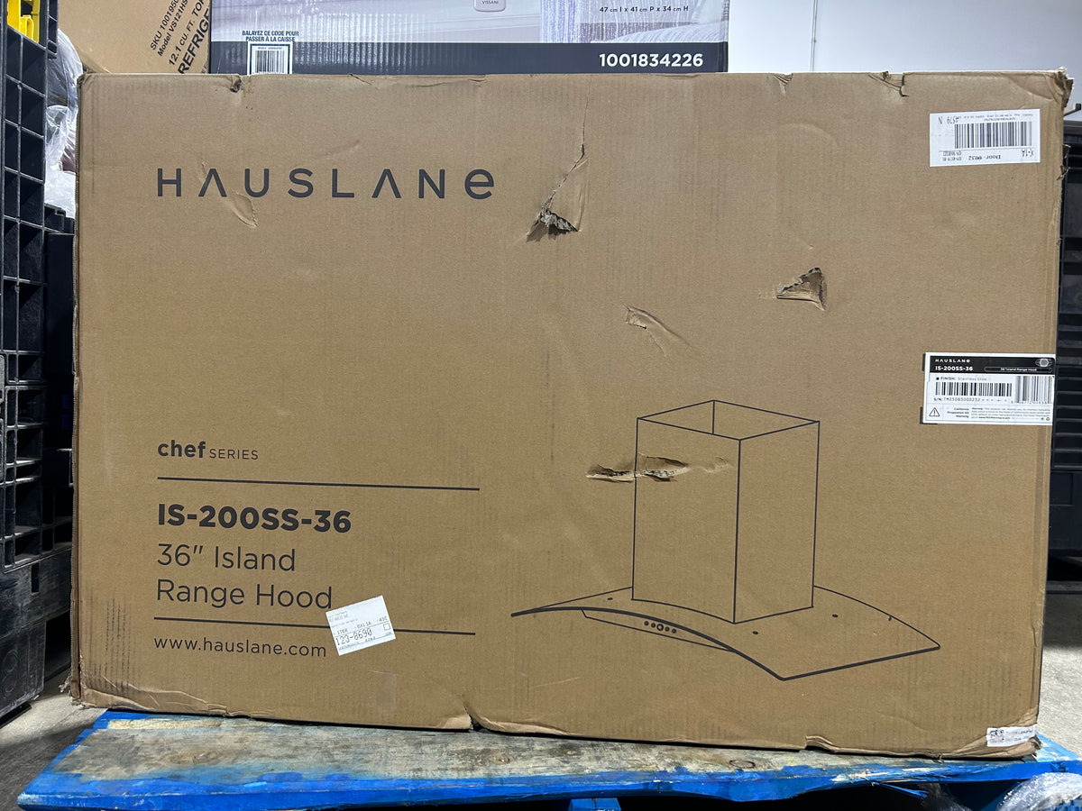 Hauslane 36-Inch Glass Canopy Convertible Island Range Hood