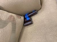 Olive Green Loveseat With Wavy Pattern Pillows