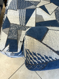 Geo Blue Wing Chair & Footstool