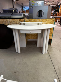 White Mid-century Modern Vanity Set/Desk With a Matching Stool