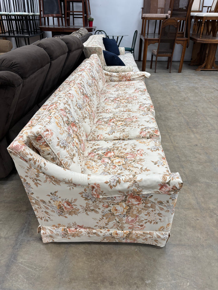 Vintage-Style Floral Upholstered Sofa