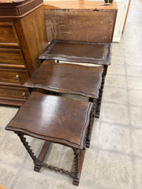 Vintage Oak Nesting Table Set