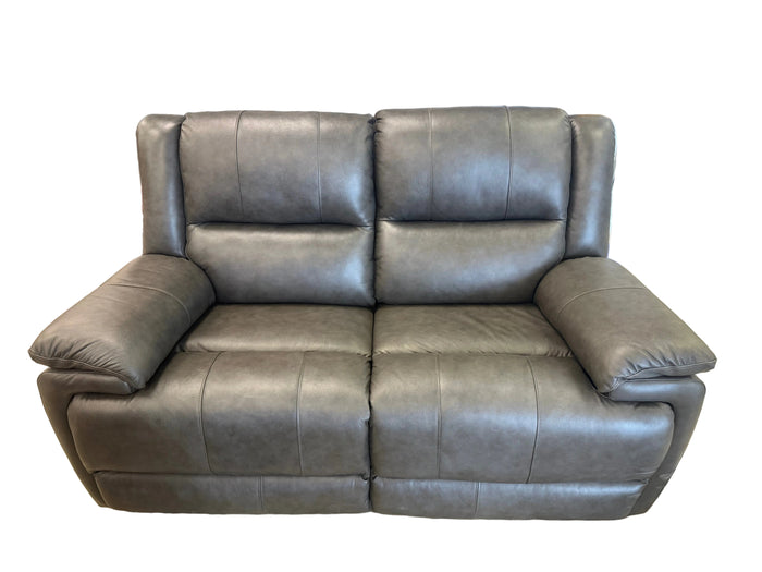 Dark Grey Leather Reclining Loveseat