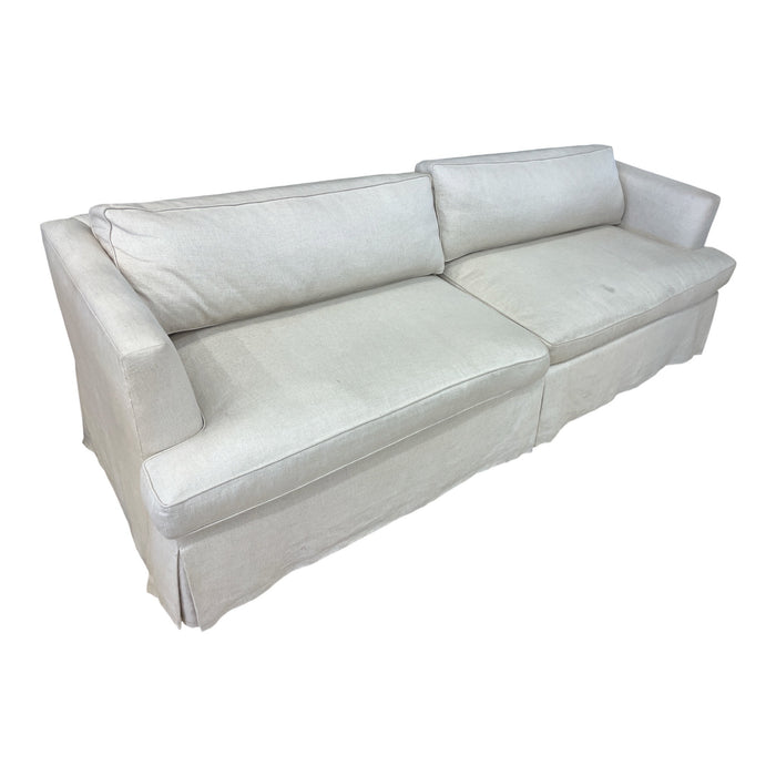 Contemporary Ivory Upholstered Sofa w/ Slipcover-Style Skirt