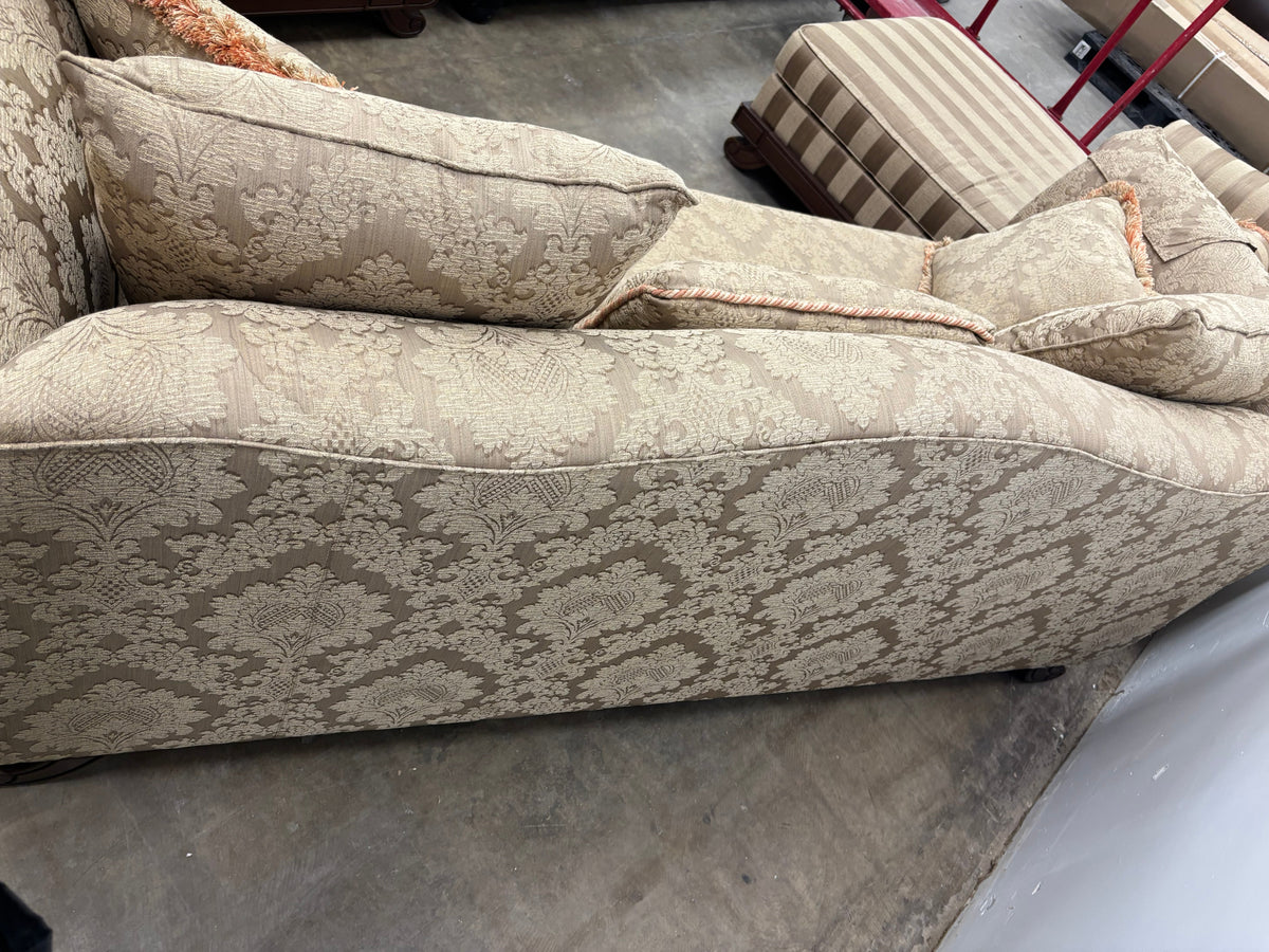 Traditional Dark Tan Floral Sofa