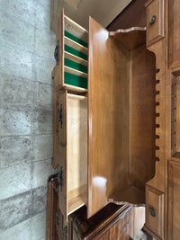 Wooden French Country Hutch with Glass Doors