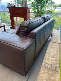 77"W Brown Leather Love Seat