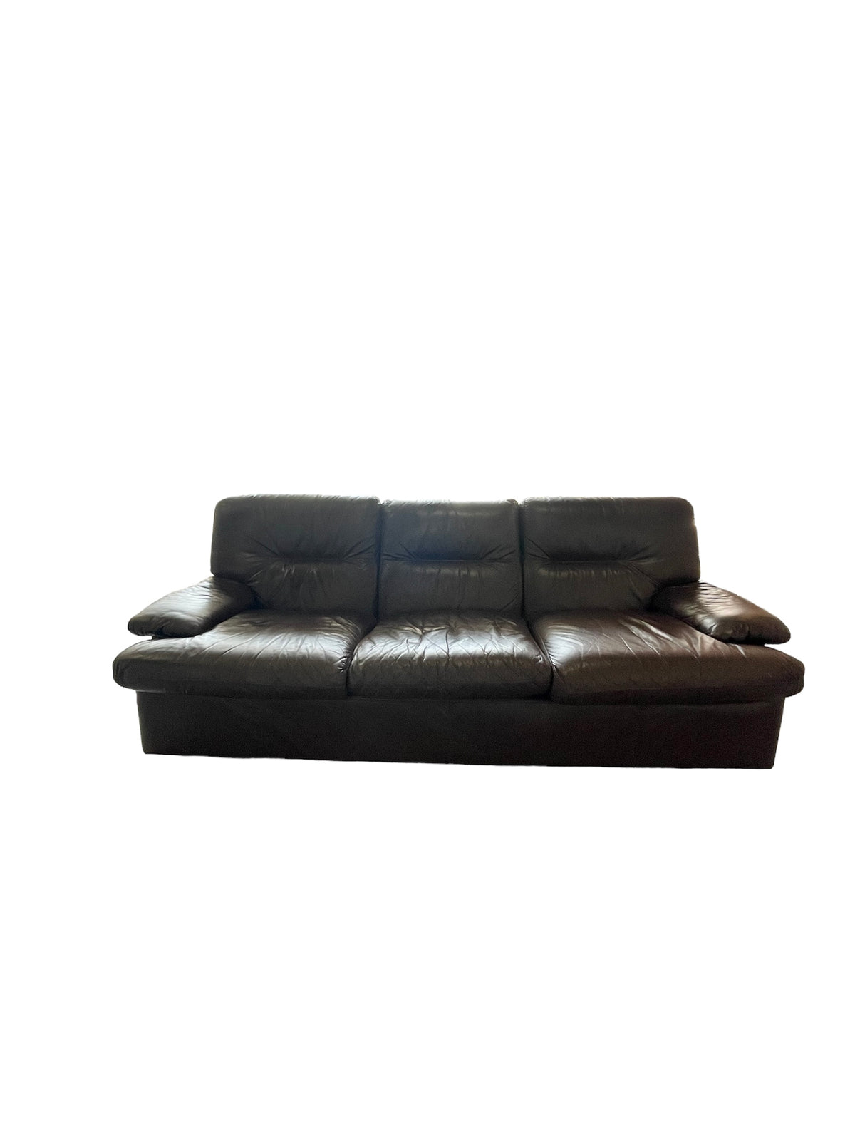 Dark Brown Leather 3-Seater Sofa