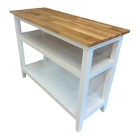 Living Wood Top Open Shelf Kitchen Storage Island