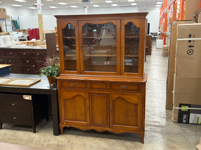Light Honey Orange Brownish Dining Buffet with Hutch