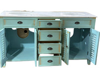California Seafoam Green Double Vanity with White Stone Counter Top
