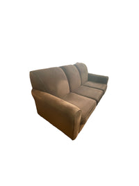 Brown Upholstered 3-Seater Sofa with Ottoman