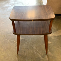 2-Tier Side Table with Tapered Legs and Raised Upper Shelf