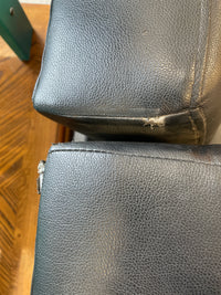 Black Vinyl Sectional Sofa with Silver Legs
