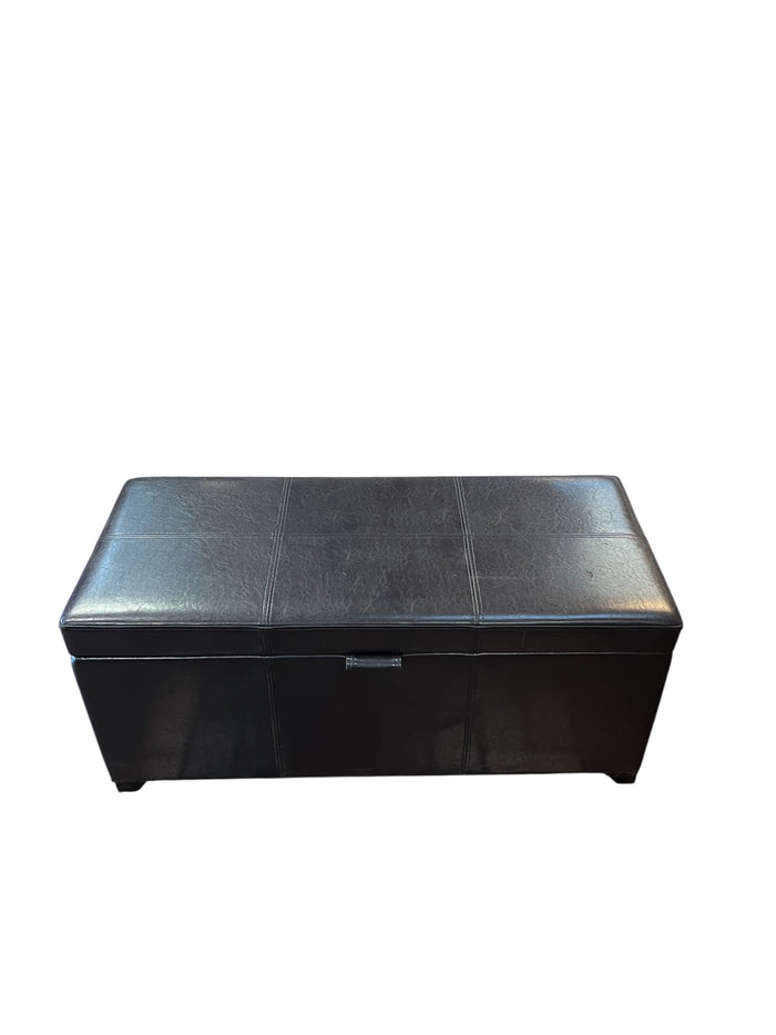 Dark Brown Storage Ottoman Bench With Handles & Lift Top