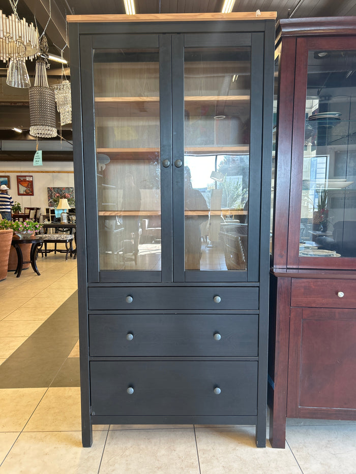 Mahogany long cabinet With Glass and Drawers