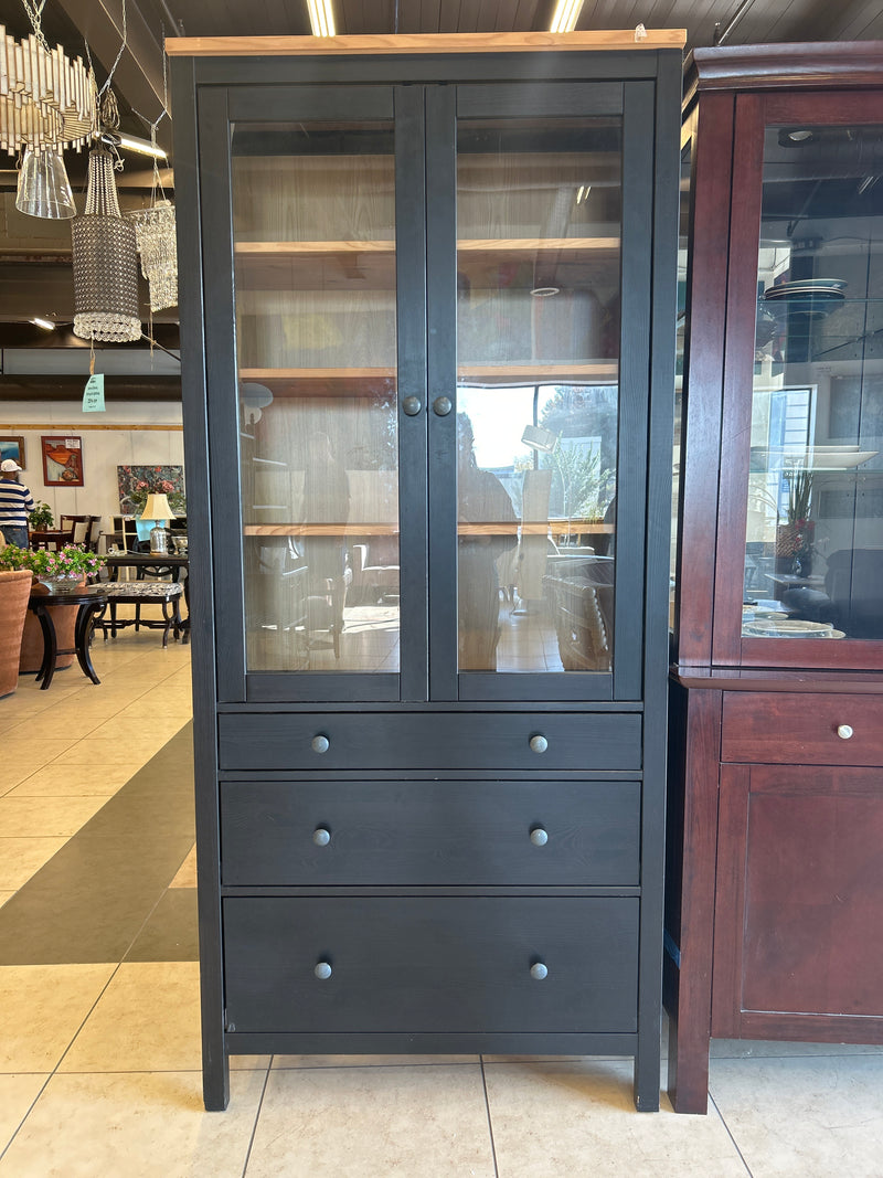 Mahogany long cabinet With Glass and Drawers