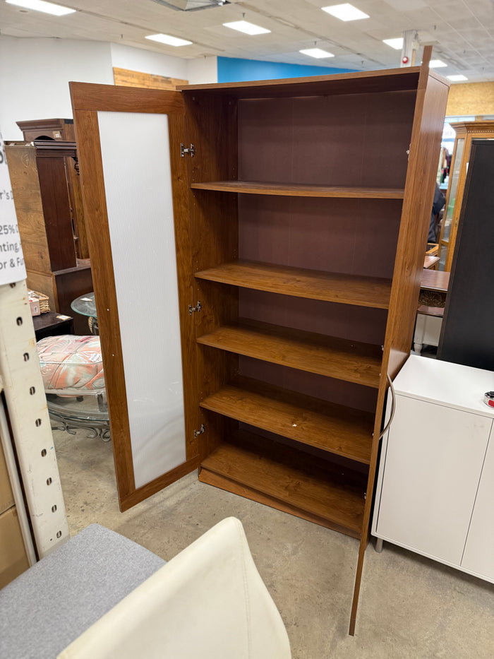 Honey Brown Wood Laminate Wardrobe Storage Cabinet