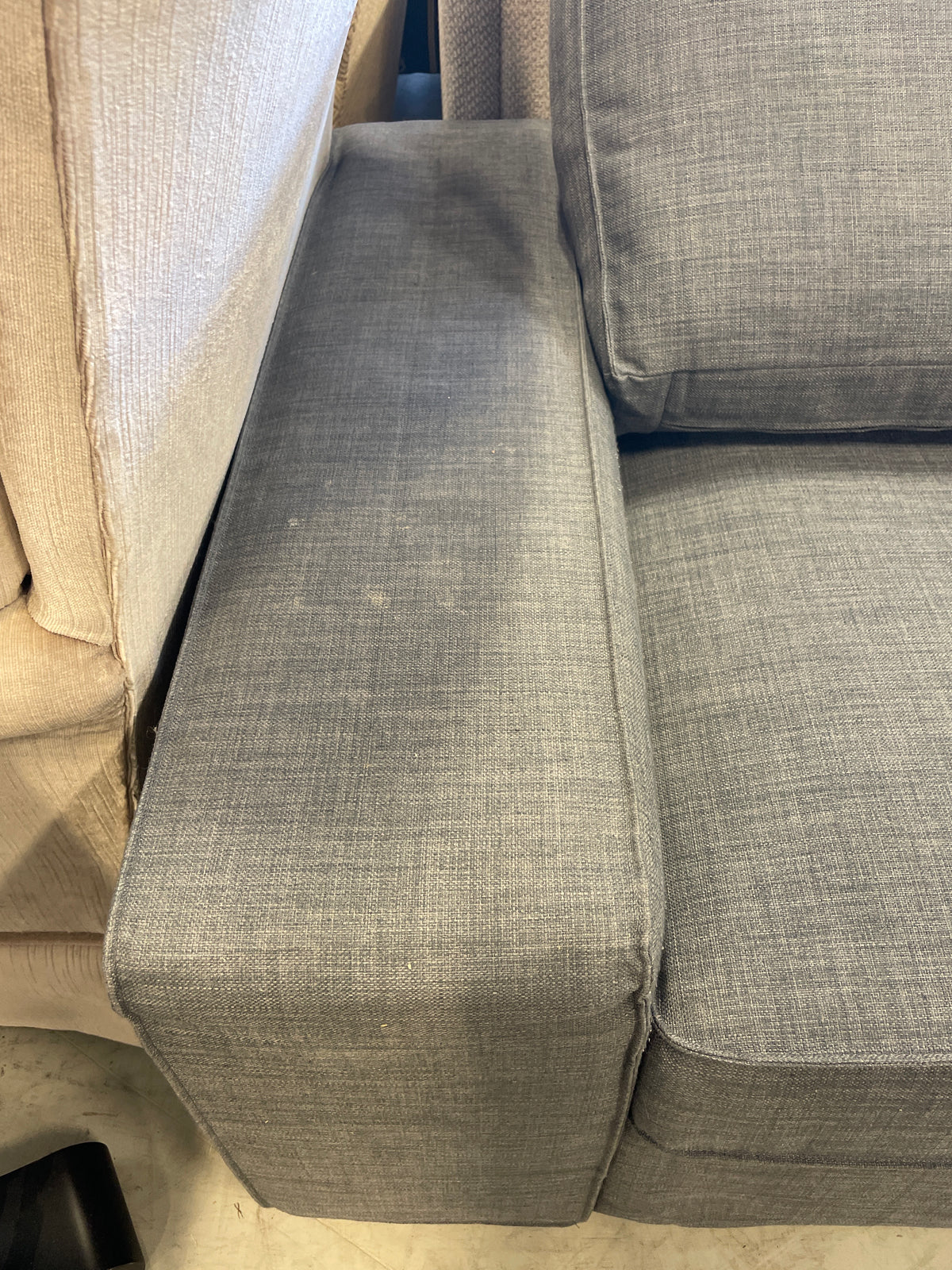2-Seat Gray Fabric Low Sofa