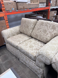 Elegant Skirted Floral Cream Loveseat