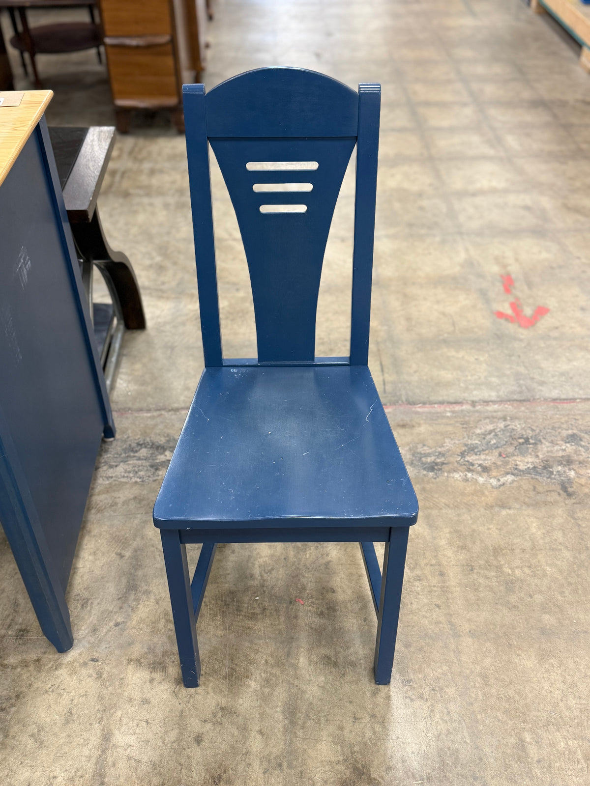 Light Wood and Dark Blue Desk