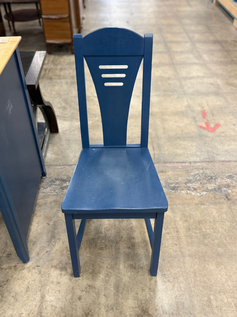 Light Wood and Dark Blue Desk