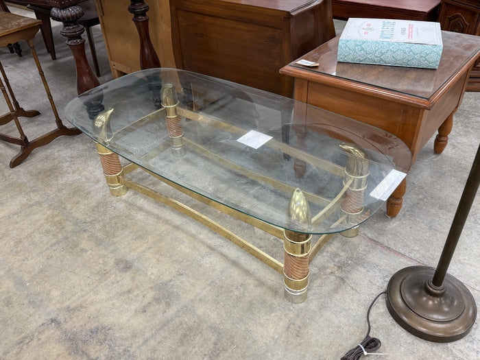 Brass Base Coffee Table With Glass Top