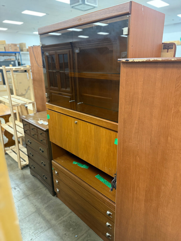 Large Wood & Glass Display Cabinet