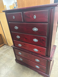 Burgundy Tall Boy With 7 Drawer