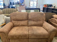 Light Brown Suede Reclining Loveseat