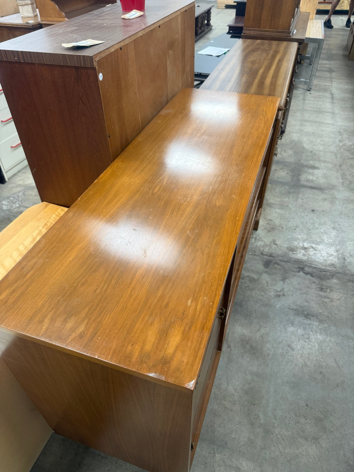 Mid-Century Modern Hardwood 6 Drawer Lowboy Dresser