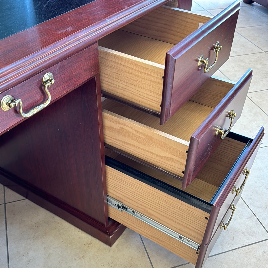 Maroon Desk - 6 Drawers