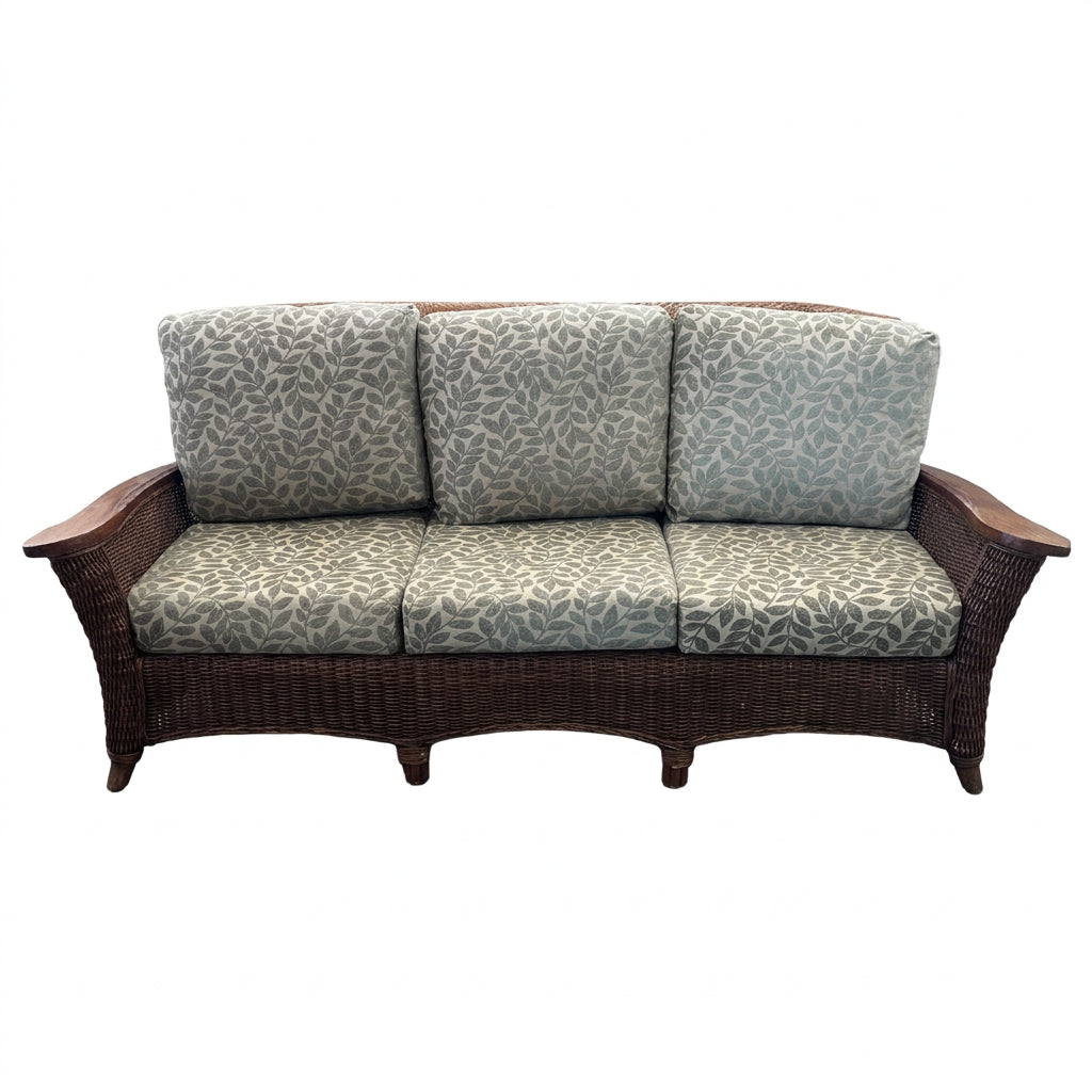 Brown Rattan and Wicker Sofa