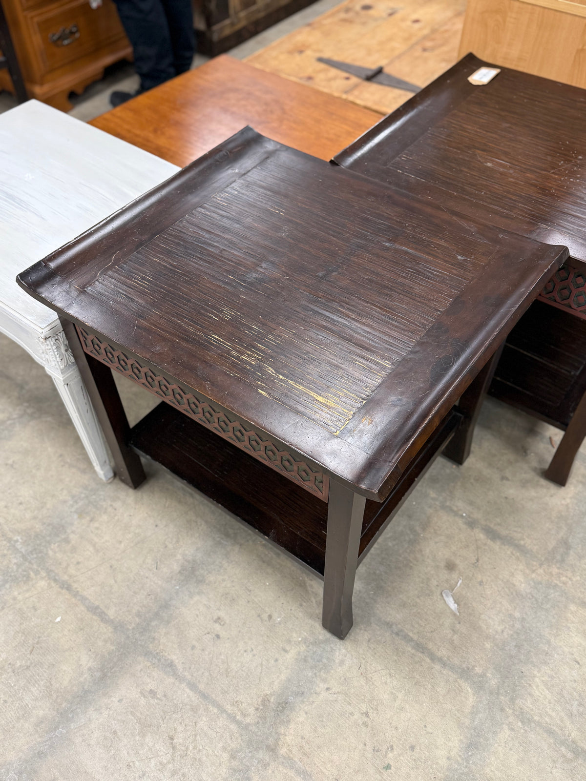 Dark Coffee Brown Geometric Side Table