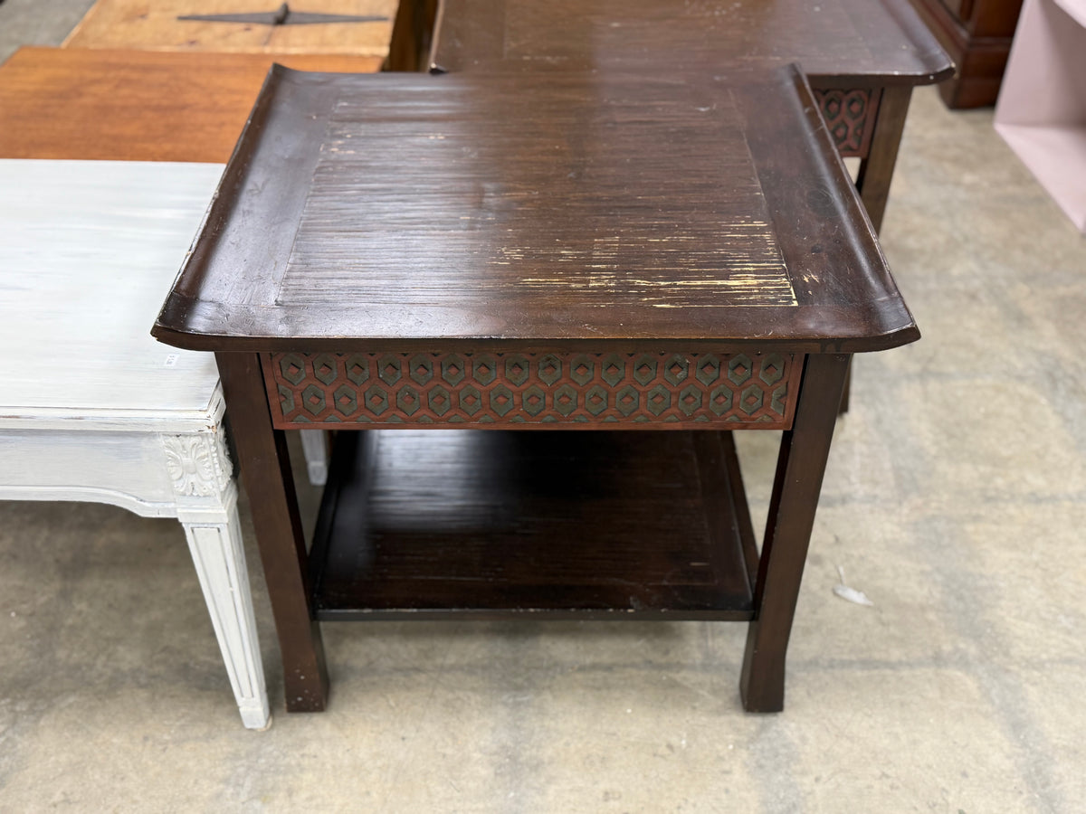 Dark Coffee Brown Geometric Side Table