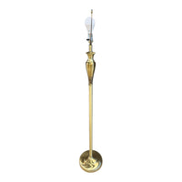 Vintage Brass-Tone Floor Lamp w/ White Fabric Shade