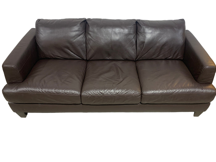Dark Brown Leather sofa with Ottoman