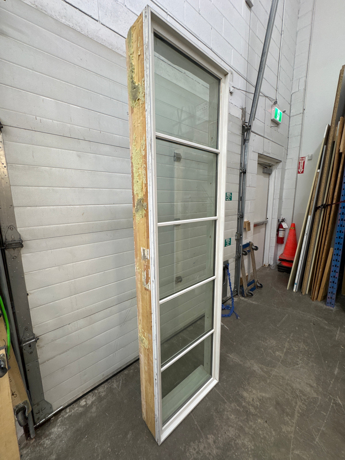 25" WIDE White-Framed Window With Horizontal Grilles Dividing The Glass Into Six Sections